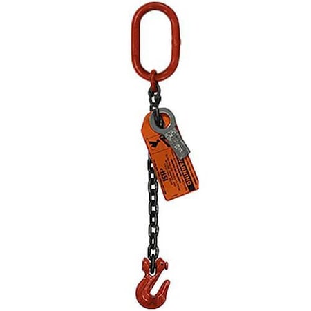 Sngl Leg Chain Slng, 3/4 In Dia, 6ft L, Oblong Link To Grab Hook, 35,300lb Lmt